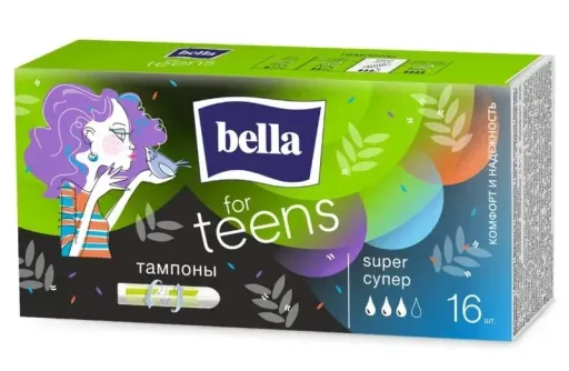 Тампоны женск.гигиен.комфорт и надёжность "bella for teens" Super 16шт. (BE-032-SU16-E01)
